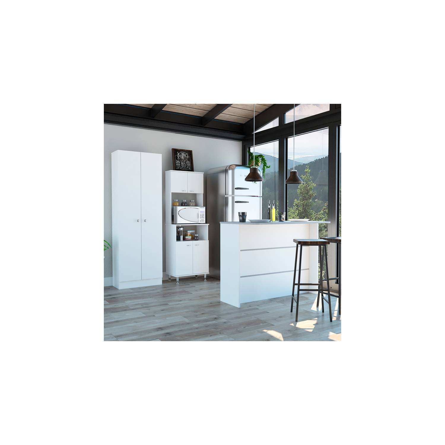 Combo: Kitchen 4 Mueble Microondas + Optimizador - Blanco