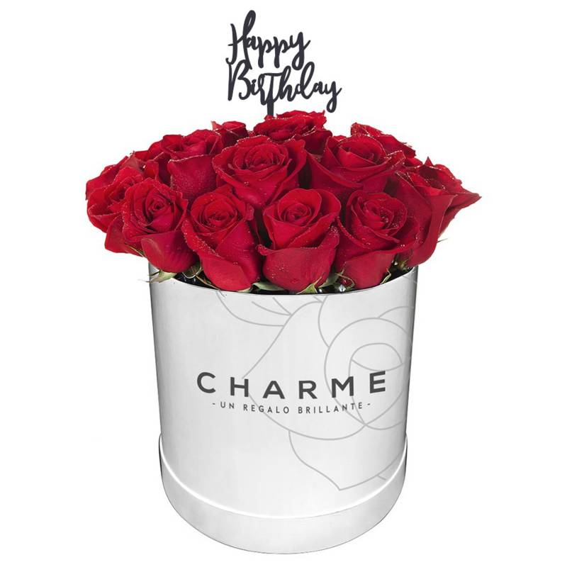 CHARME - Sombrerera de 25 rosas con texto