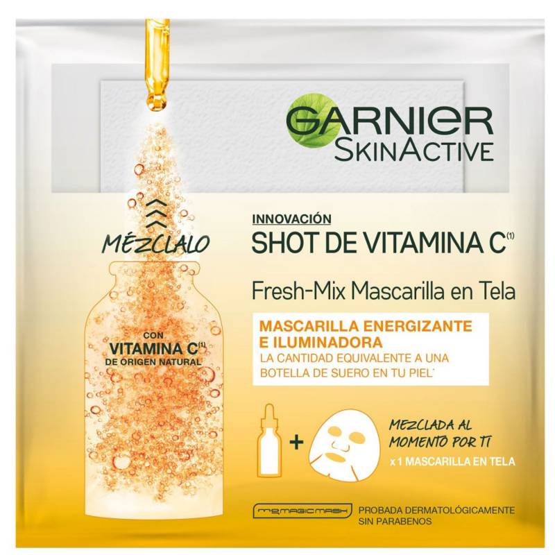 GARNIER - Mascarilla en Tela para Rostro Fresh Mix Shot de Vitamina C  