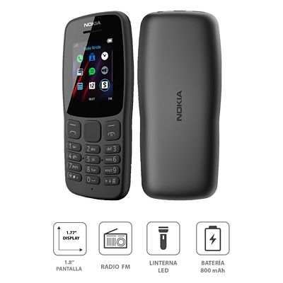 Celular Nokia 110 Dual Sim 2G Radio Fm Cámara Negro - Promart