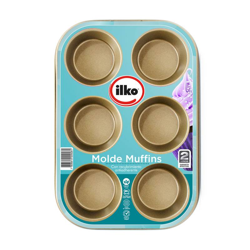 ILKO - Molde 6 Muffins Gold