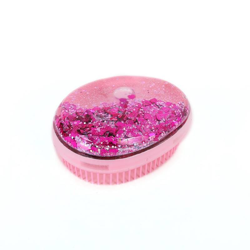 TM-TodoModa - Cepillo de mano rosa, con glitter y confetti de corazones rosas