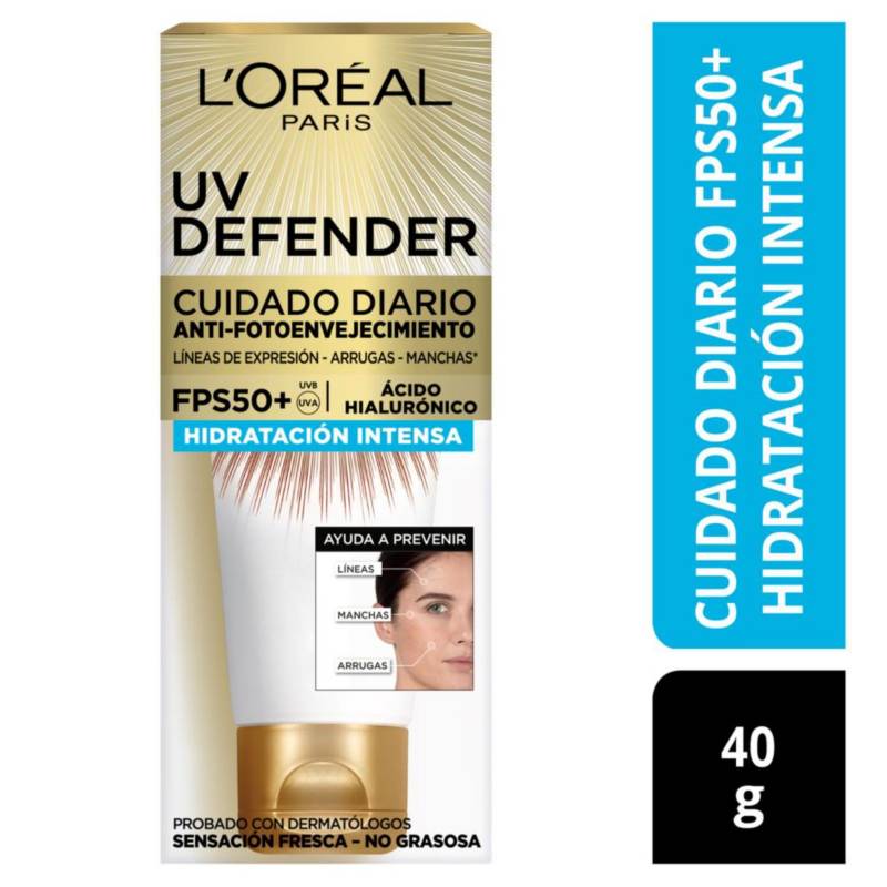  - Protector Solar Anti Edad UV Defender FPS 50+ Hidratante L'Oréal Paris Skin Care