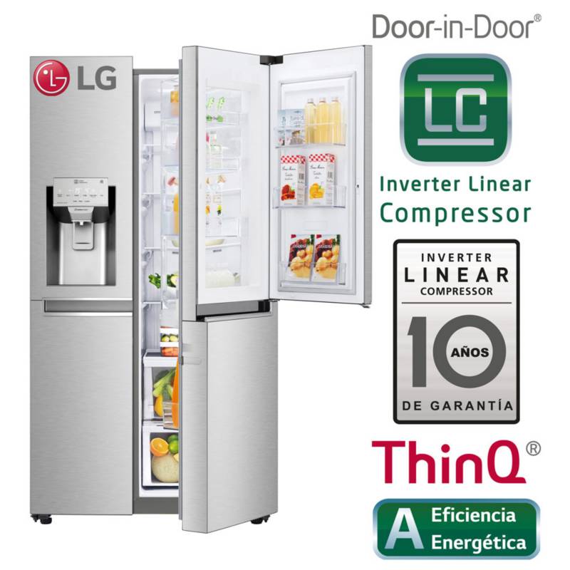 LG - Refrigeradora LG Side by Side Puerta Mágica 689 LT LS74SDN Plateada