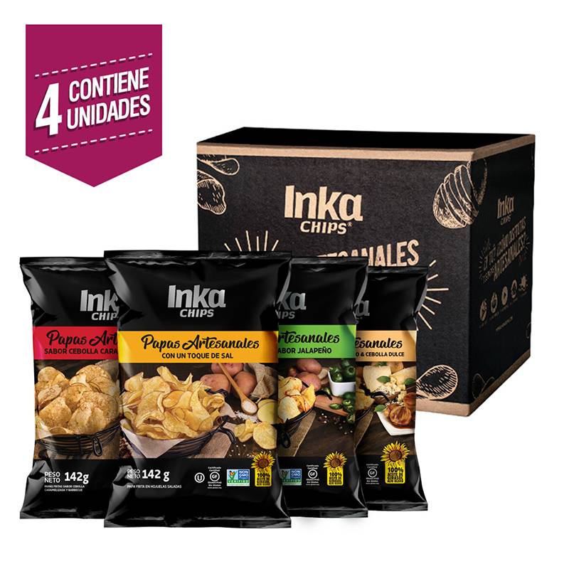 INKA CHIPS - Four Pack Papas Artesanales Inka Chips Mix 4 Sabores x 142g