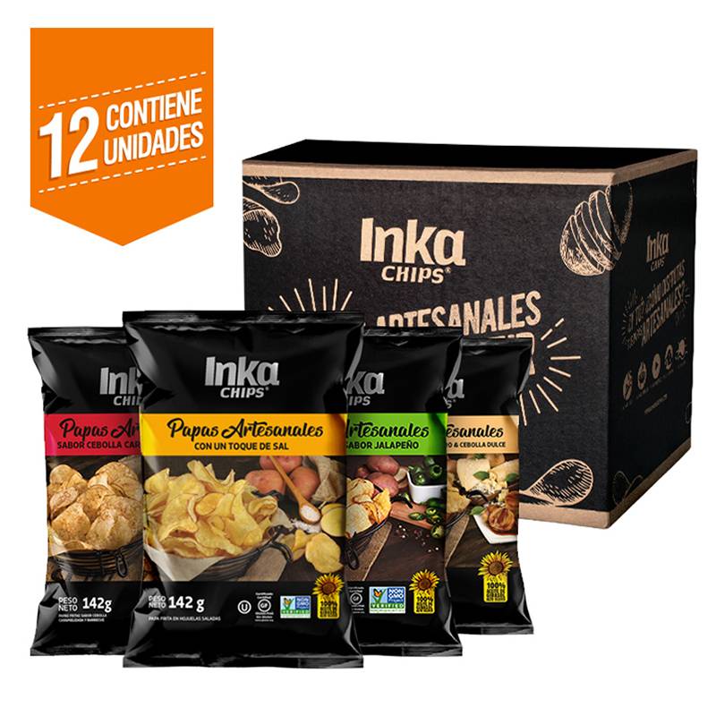INKA CHIPS - Papas Artesanales Inka Chips Mix 4 Sabores - 12 und x 142g