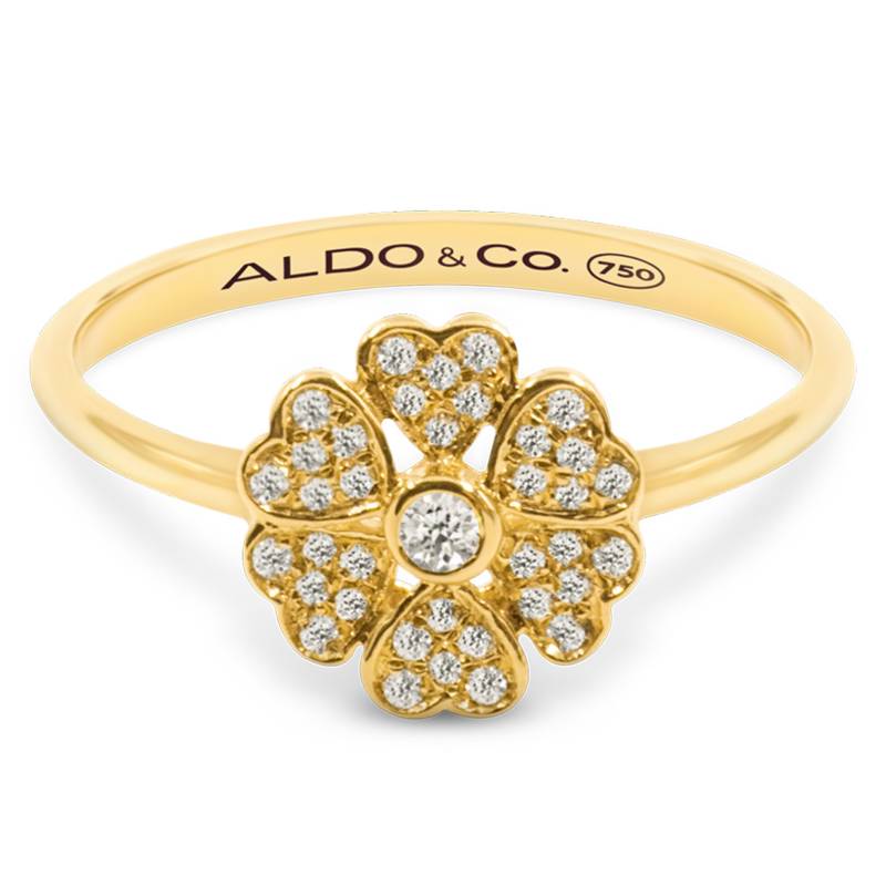 ALDO - Anillo Trebol en oro amarillo 18K con brillantes 0.10 carats