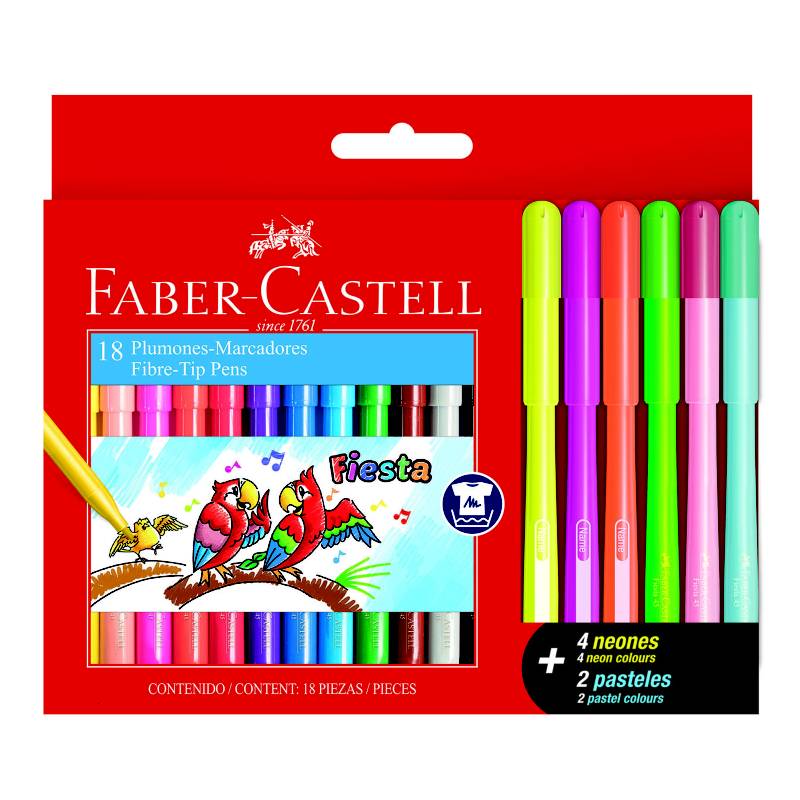FABER-CASTELL - Marcador Fiesta 45 x 12 + 4 neón + 2 pastel