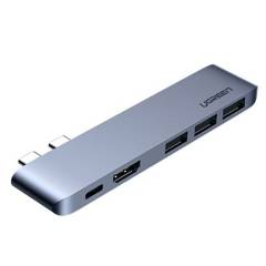 UGREEN - Adaptador USB-C a HDMI 3 Puertos USB-A 3.0 Power Delivery para Macbook UGREEN