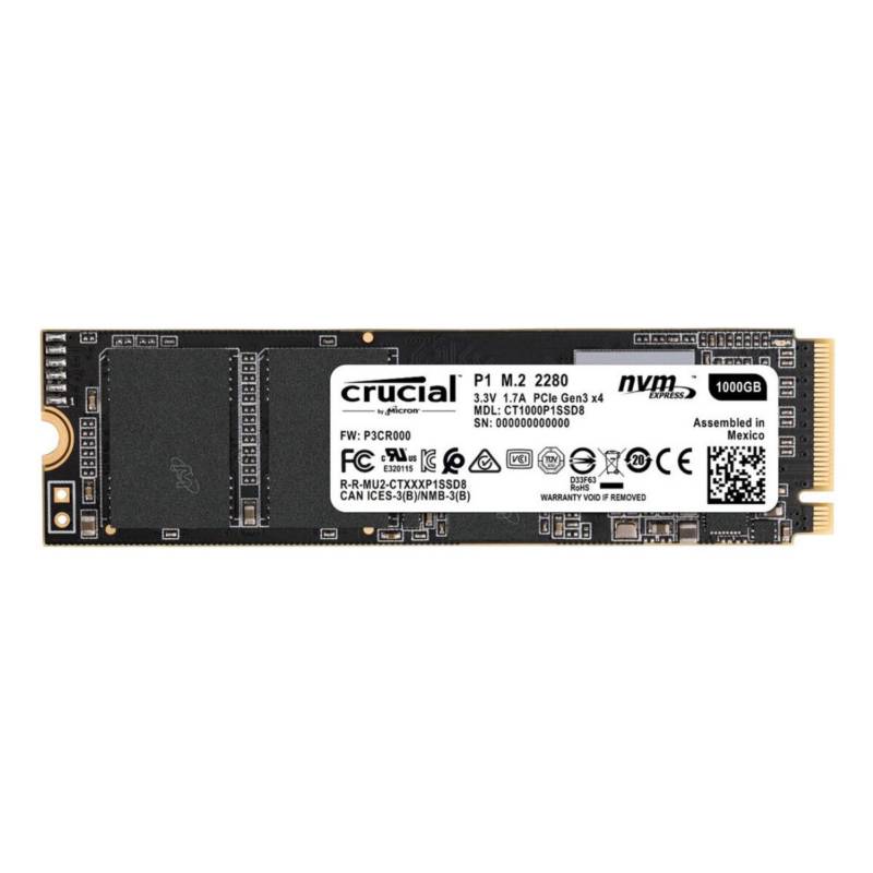 CRUCIAL - Disco Sólido 1TB P1 M.2 SSD CT1000P1SSD8