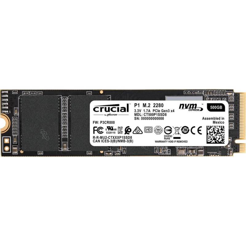 CRUCIAL - Disco Sólido 500GB P1 M.2 SSD CT500P1SSD8