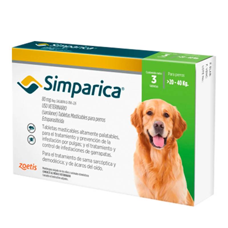 SIMPARICA Antipulgas para Perros Simparica 20 - 40 kg - Falabella.com