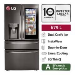 LG - Refrigeradora LG French Door con Puerta Mágica 679 LT LM85SXD Acero inoxidable Negro
