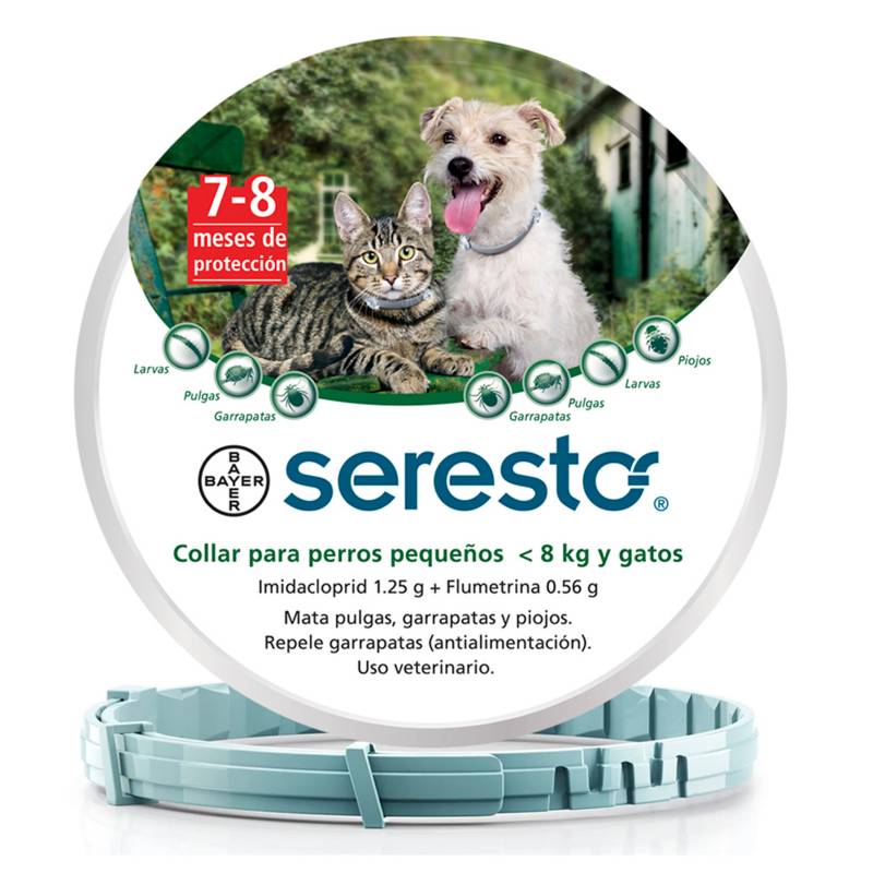 BAYER - Collar Antipulgas para Perros y Gatos Seresto menos de 8kg