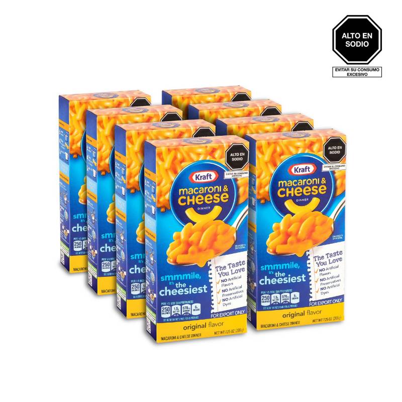 KRAFT - Pack Mac&Cheese 3 quesos 8x206g