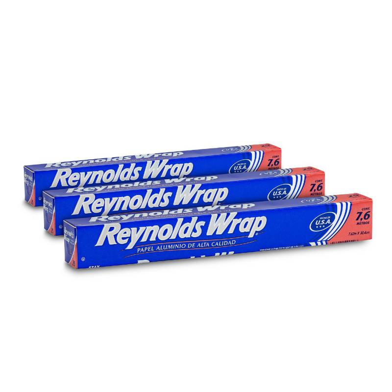 REYNOLDS - Pack papel aluminio 25SF (7.6m x 30.4 cm) x 3unid
