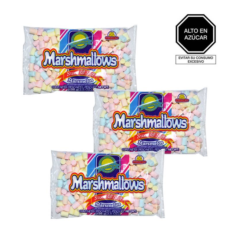 GUANDY - Pack x 3 Guandy Marshmallows Mini Color 100gr