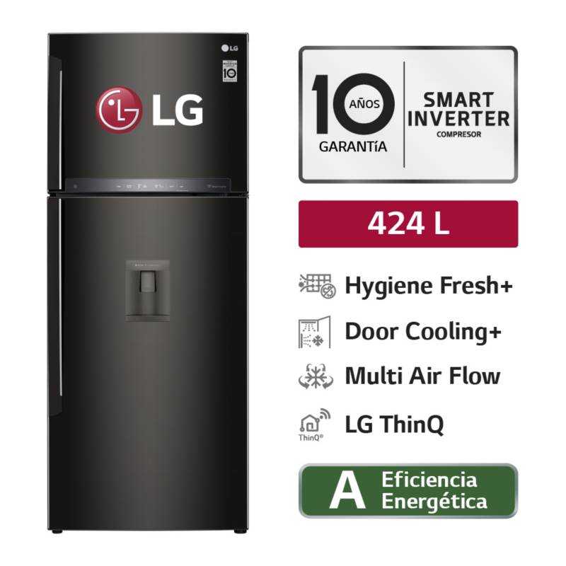 LG - Refrigeradora GT44AGD 424LT HygieneFresh+ Top Mount  Negro Acero LG