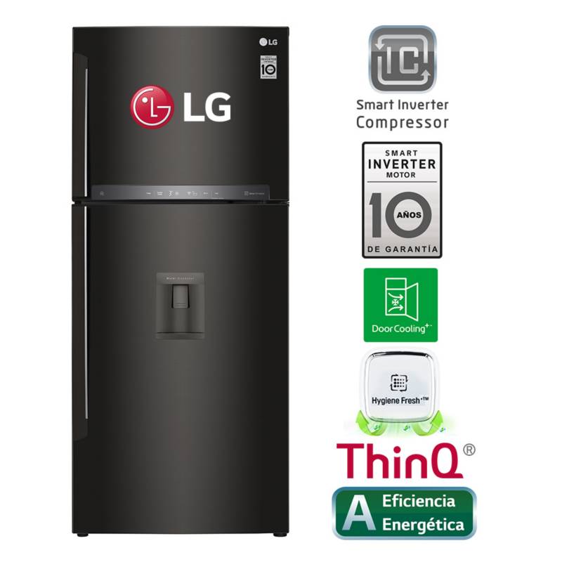 LG - Refrigeradora 396 LT Top Mount LG con Filtro Higiénico inteligente GT41AGD Negro Acero