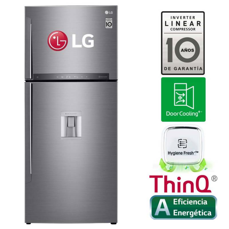 LG - 	Refrigeradora 396 LT Top Mount LG con Filtro Higiénico inteligente GT41SGP Plateada