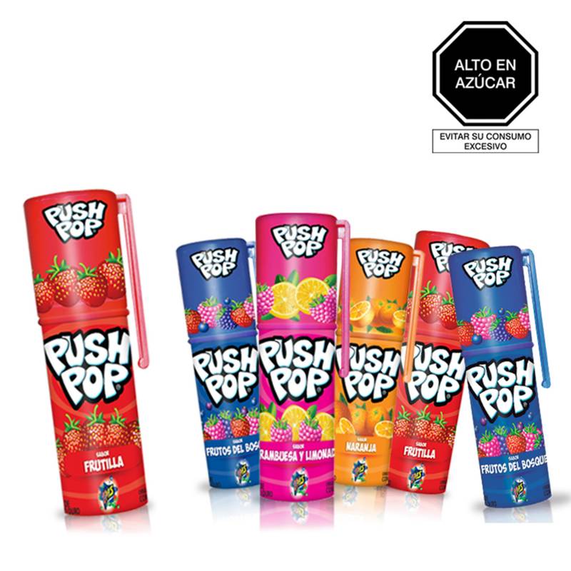 TOPPS - Pack x 6 Topps Push Pop Sabores Surtidos 15gr