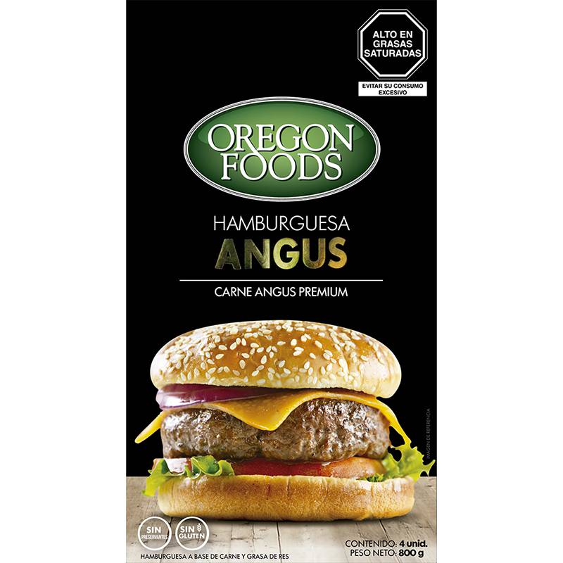 OREGON FOODS - Hamburguesa Angus Caja 4und