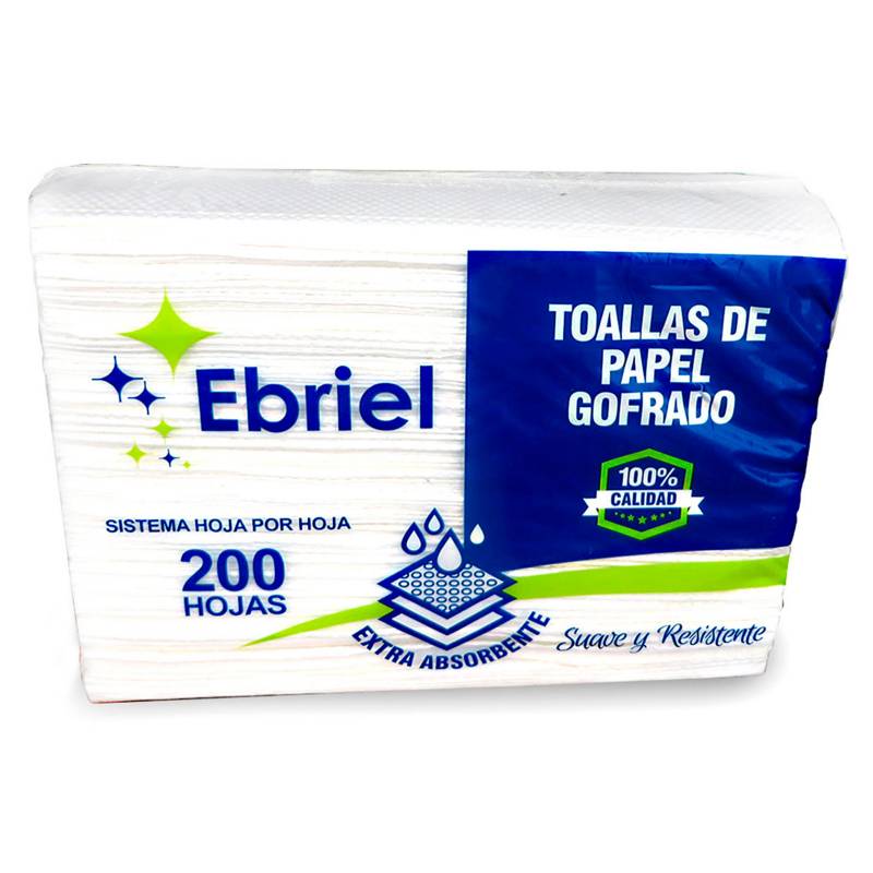 EBRIEL - Papel Toalla Interfoliado U/H 200 Hojas el Paquete 