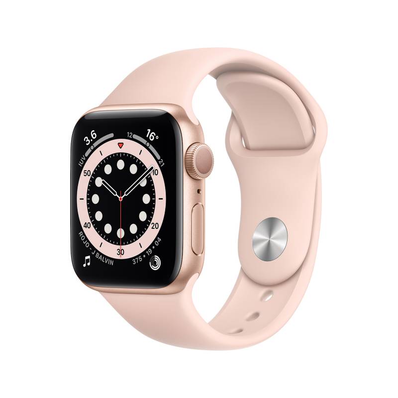 APPLE - Apple Watch Series 6 (GPS) - Caja de aluminio oro 40 mm - Correa deportiva rosa arena