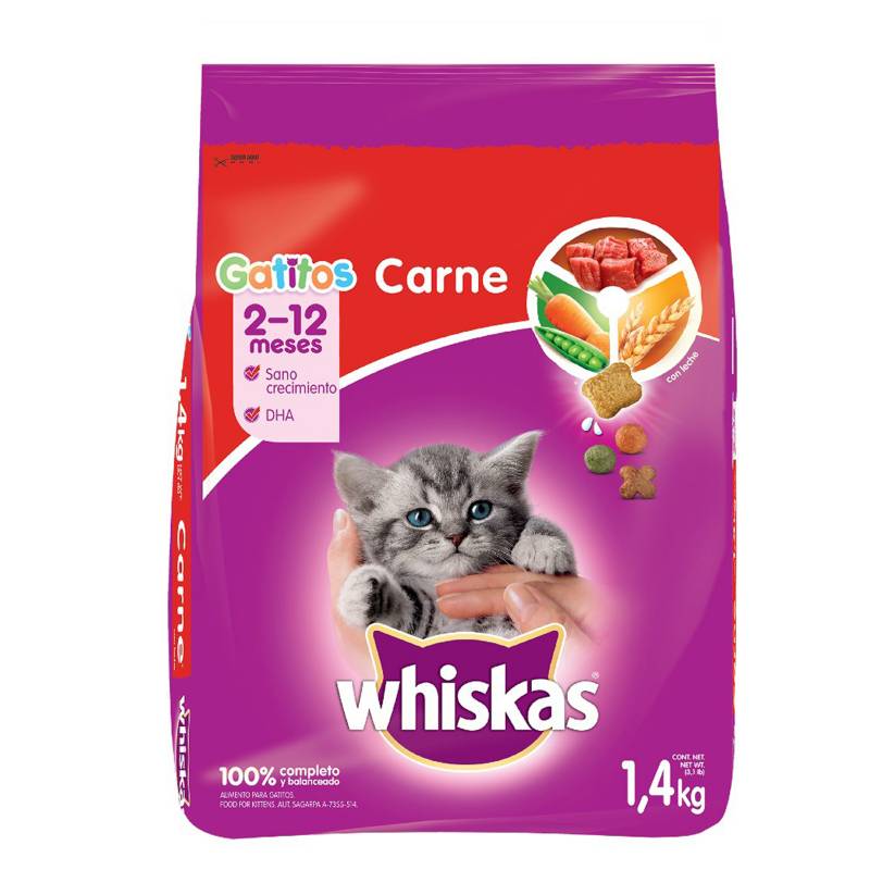WHISKAS - Alimento Whiskas Gatitos Carne 1.4kg