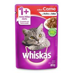 WHISKAS - Alimento Whiskas Pouch Adulto Carne 85gr      