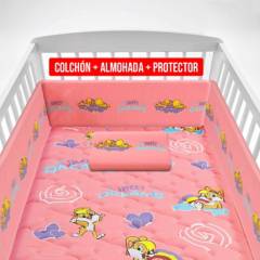 Colchón de Cuna Looney Tunes Rosa + Almohada + Protector
