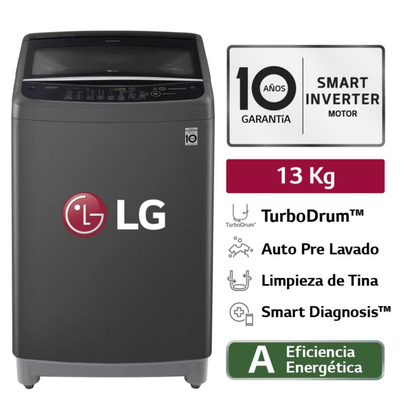 LG - Lavadora WT13BSB 13Kg Smart Motion Carga Superior Negro Claro LG