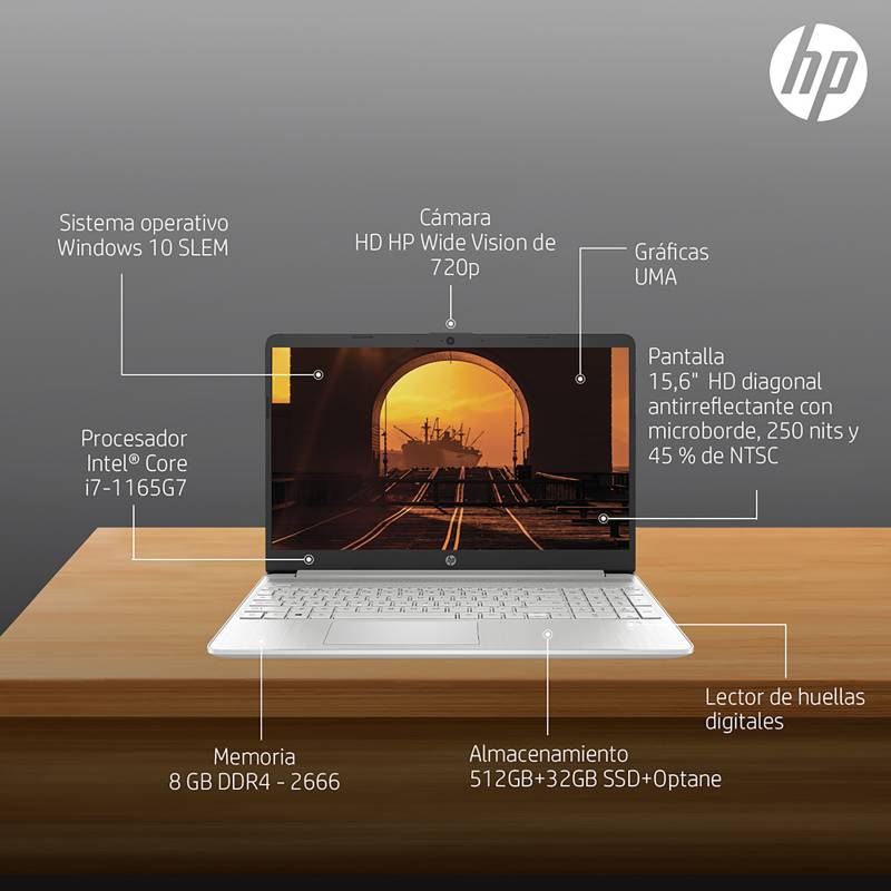 HP - Laptop HP 15-dy2057la Intel Core i7-1165G7 8GB 512GB SSD +32GB Optane 15,6"