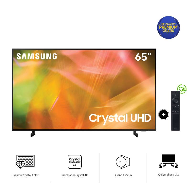 SAMSUNG - Televisor Samsung Smart TV 65" Crystal UHD 4K UN65AU8000GXPE 