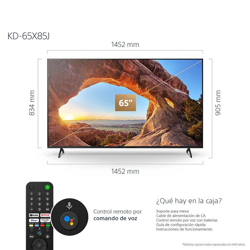 SONY - Televisor Sony 65" 4K Ultra HD Google TV Smart TV LED KD-65X85J