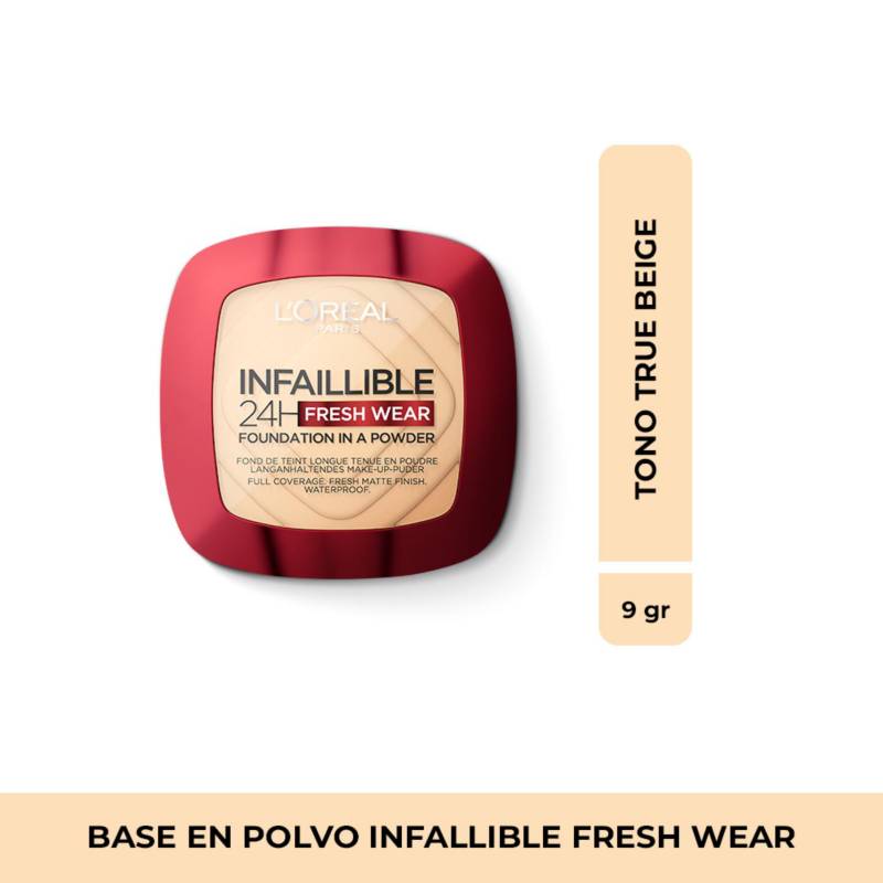 LOREAL PARIS - Polvos Compactos Infallible 24H Fresh Wear Tono True Beige 9g L'Oréal Paris Maquillaje