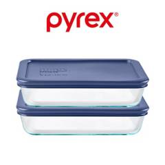 PYREX - Set Fuentes con Tapa Plástica Gris 4 Pzs 750ml