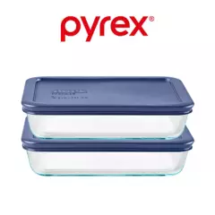 PYREX - Set Fuentes con Tapa Plástica Gris 4 Pzs 750ml