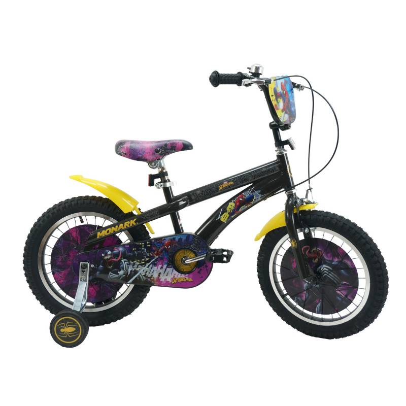 MONARK - Bicicleta para Niños Spiderman Dark Aro 16 Negro Amarillo Monark