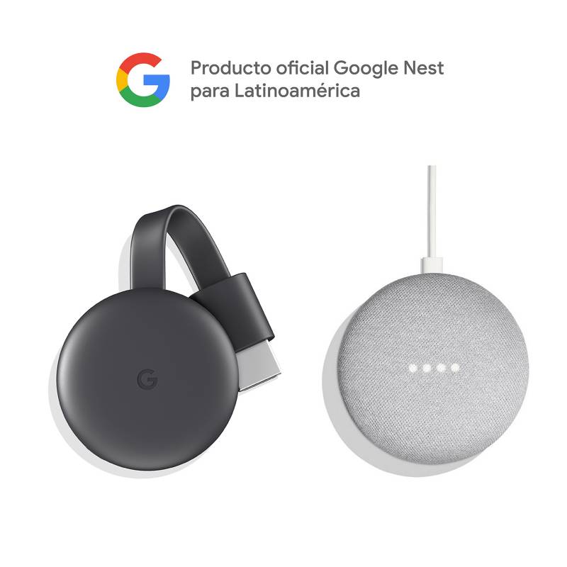 GOOGLE - Google Chromecast + Nest Mini gris