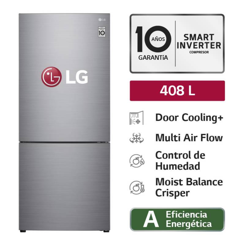 LG - Refrigeradora GB41BPP 408L Door Cooling Bottom Freezer Plateada LG