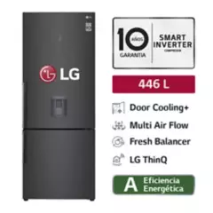 LG - Refrigeradora GB46TGT 446L Door Cooling Bottom Freezer Negro Mate LG 