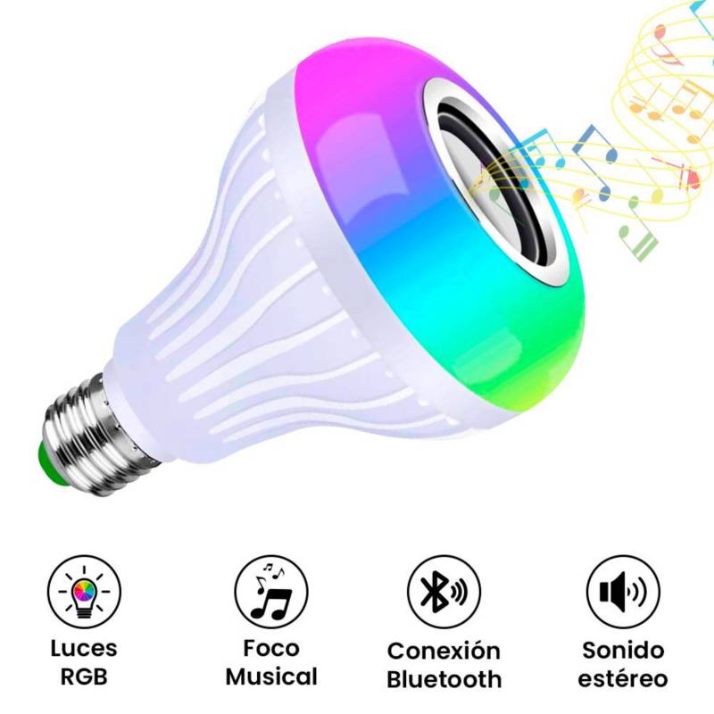SM - Foco LED con parlante Bluetooth RGB