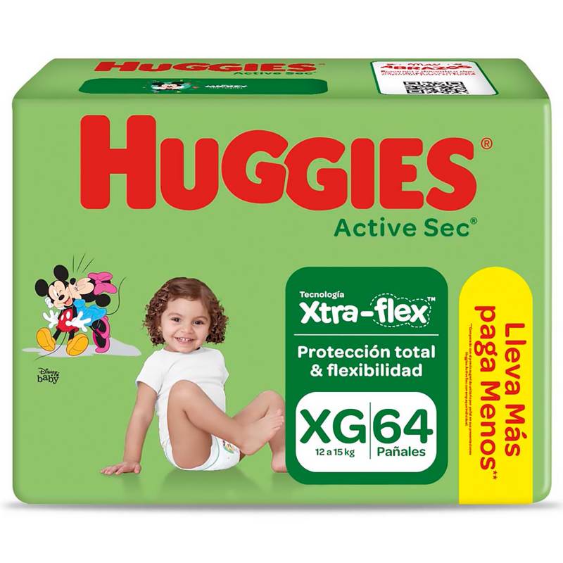 HUGGIES - Pañales Active Sec Talla XG