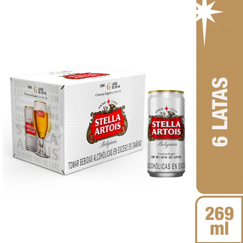 STELLA ARTOIS - Six Pack Stella en Lata 269ml