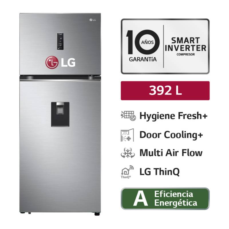LG - Refrigeradora GT39SGP 392L Hygiene Fresh Top Mount Plateada LG 