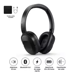 PHILIPS - Audífonos Over Ear Bluetooth 5.1|Noise Cancelling|TAH6506BK