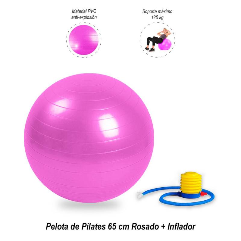  - Pelota de Pilates 65 cm Rosado+Inflador