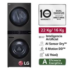 LG - Centro de Lavado LG WashTower 22/16 Kg Carga Frontal WK22BS6 Negro Acero