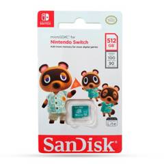 Memoria Micro SD Sandisk 512GB para Nintendo Switch 100 Mb/s